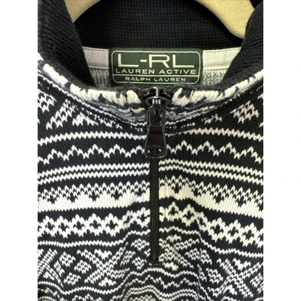 Lauren Ralph Lauren LRL Active  Shirt ‎ Size Medium Black White Women's 1/4 Zip